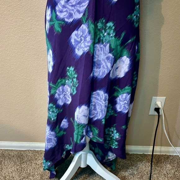 NWT Floral Dress Medium by A New Day Rich Purple Abstract Floral Hi-Low Ruched - Picture 5 of 16